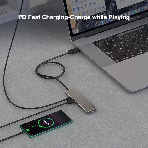 UHP3407 Aluminum USB C HUB with Power Delivery and HDMI 5